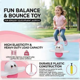 Jumping Ball with Handle Fun Balance Bounce Ball Sensory Development Toy for Kids Aged 5 and Up Pink