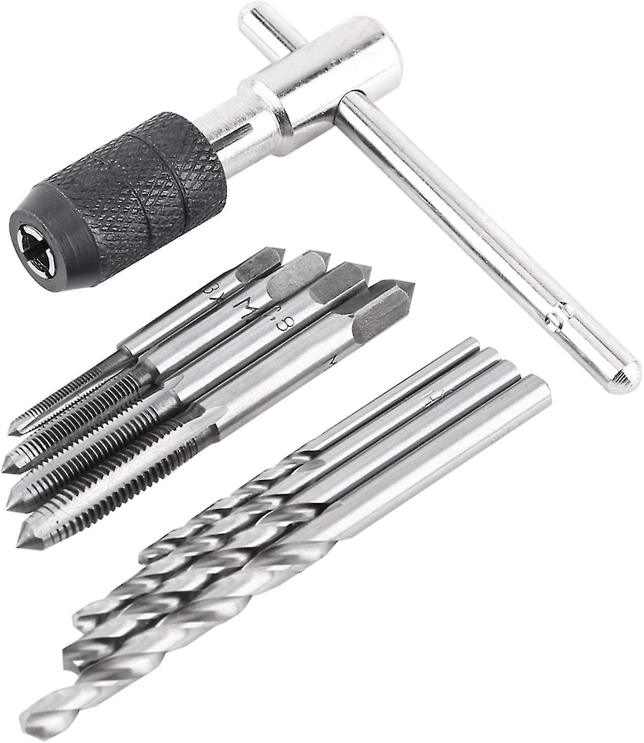 Hand Taps, Adjustable Tap Spanner, Metal Tapping, T-handle Tap Holder Spanner With 4 Taps M3, M4, M5, M6