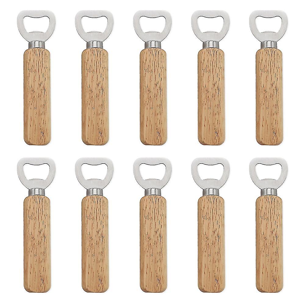 10pcs Holz Handheld Edelstahl Flaschenöffner