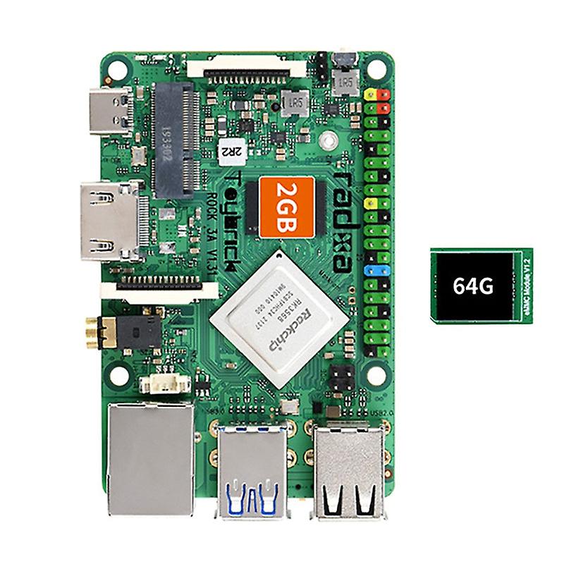 Rock3 Model A Card Computer Sbc Motherboard Module Based On Rk3568 Cortex-a55 2gb Ram Development Board With Emmc