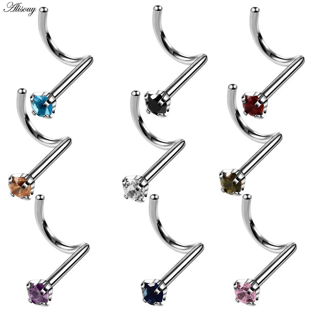 Alisouy 1pc Καρφιά Μύτη Δαχτυλίδια Αυτί Piercing Κρύσταλλο Nariz Piercing Κοσμήματα Twist Μύτη Stud Bone Κορίτσια Αγόρια 20g Κοσμήματα Σώμα