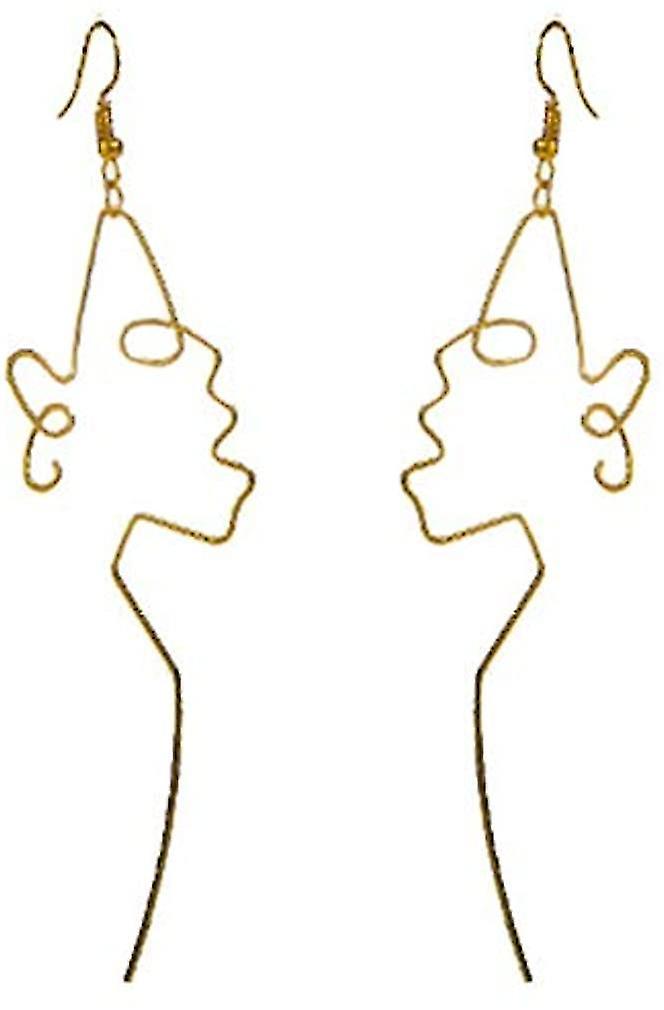 Funny Face Long Earrings Exaggerated Profile Face Line Stud Earrings