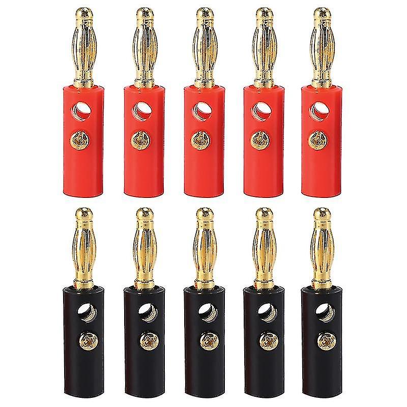 10 X o Speaker Screw Banana Gold Plate Plugs Connectors 4mm