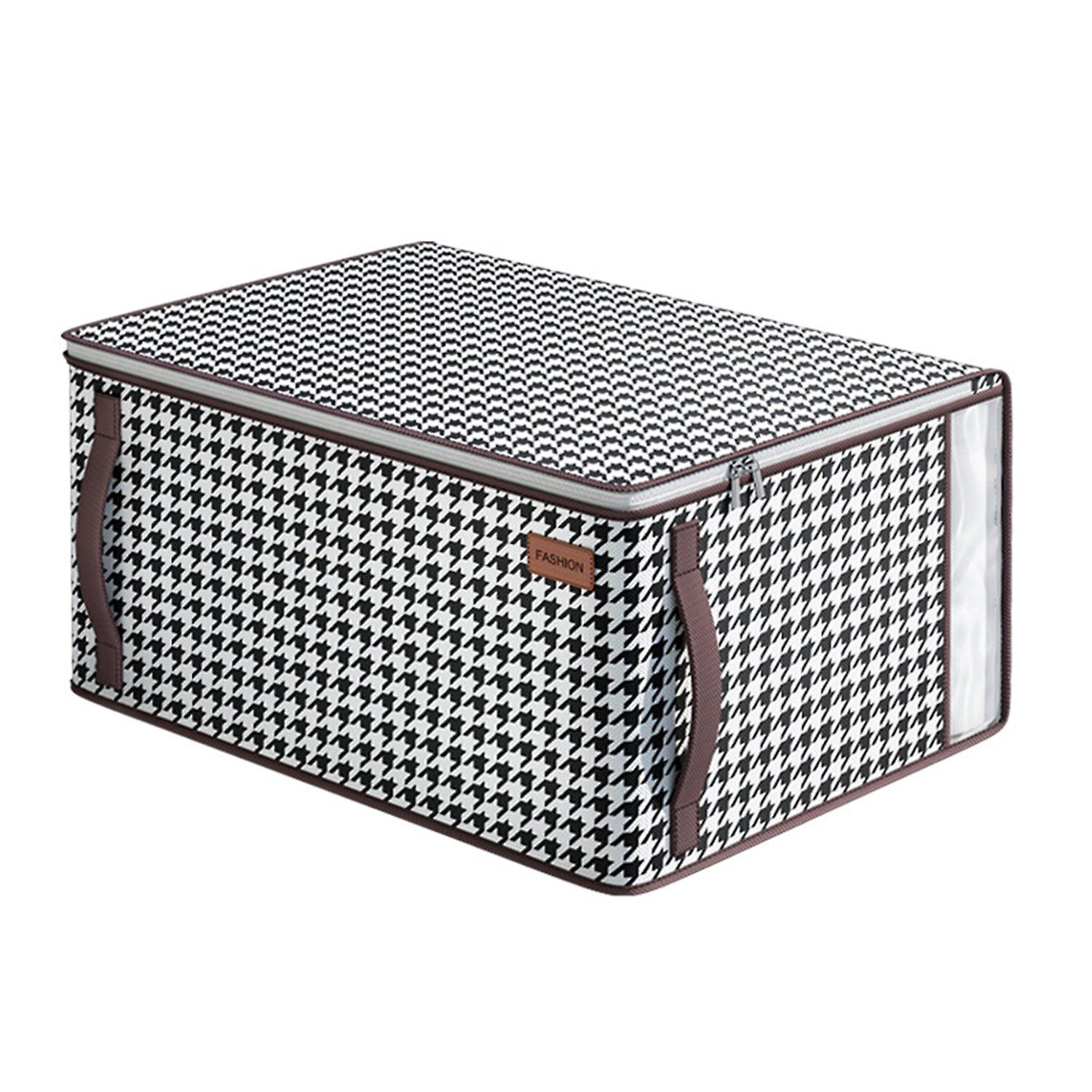 Quilt Storage Bag Houndstooth Pattern Visible Window Student Luggage Packing Moving Bag 
