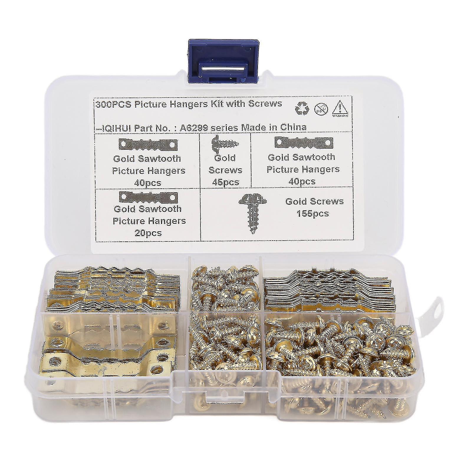 Newway 100pcs Sawtooth Picture Hangers Rust Resistant Stable Durable Seamless Sawtooh Frame Hanging Hooks With 200pcs Screwsgold