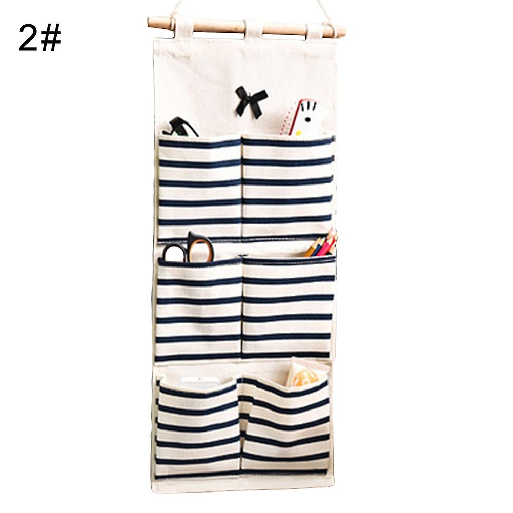 Stripe Multi-Pockets Home Bathroom Wall Hanging Phone Keys Storage Bag Organizer