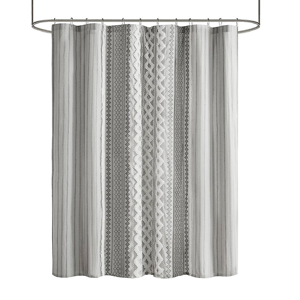 Cotton Printed Shower Curtain with Chenille