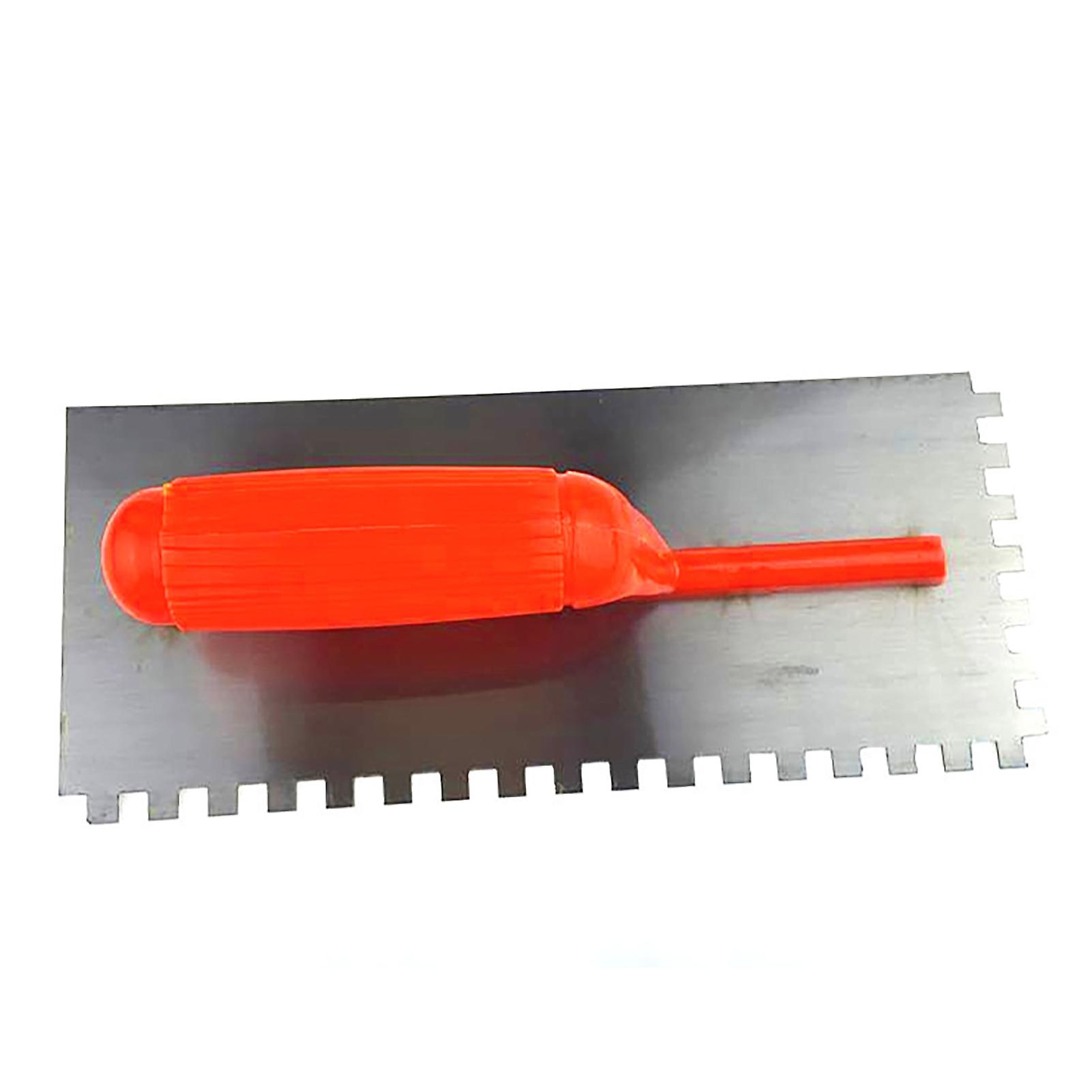 Square Notch Cement Trowel with Plastic Handle: Ideal for Mortar, Plastering and Wall Smoothing, Alloy Steel Hand Tool