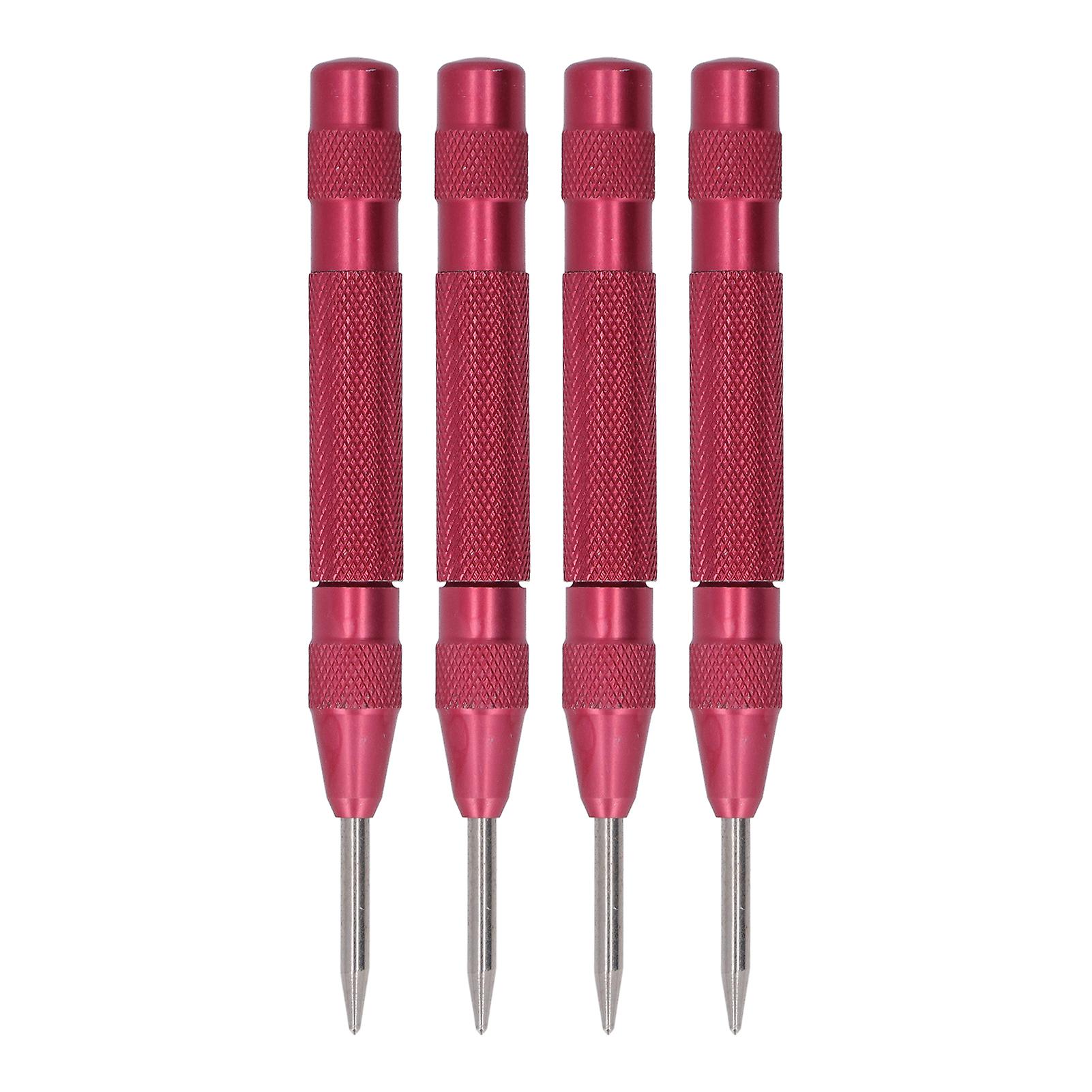 4-Piece Centre Punch Automatic High Speed Steel 5 Inch Tool Kit for Maintenance of Furniture Installation Machines (Red)