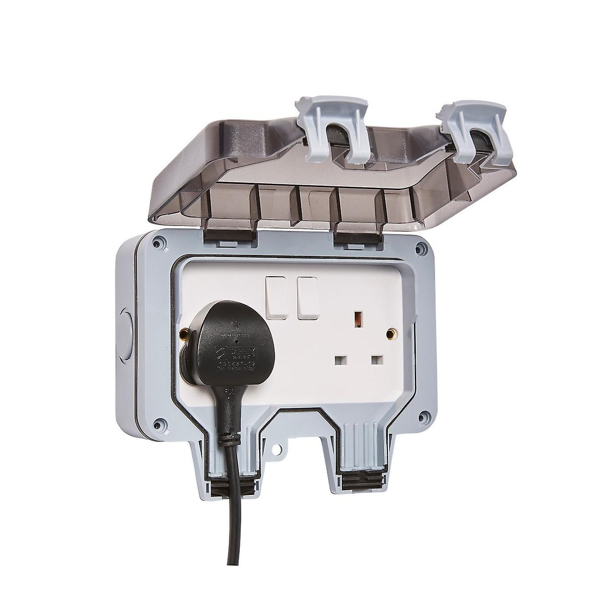 Forum IP66 Switch Socket Box -13A Twin Grey