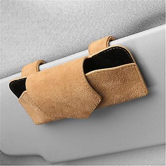 Holders for Car Sun Visor, Magnetic Eyeglass Holder for Car, Leather Eyeglasses Hanger and Ticket Card Clip Glasses Mount, Auto Interior Accessories U