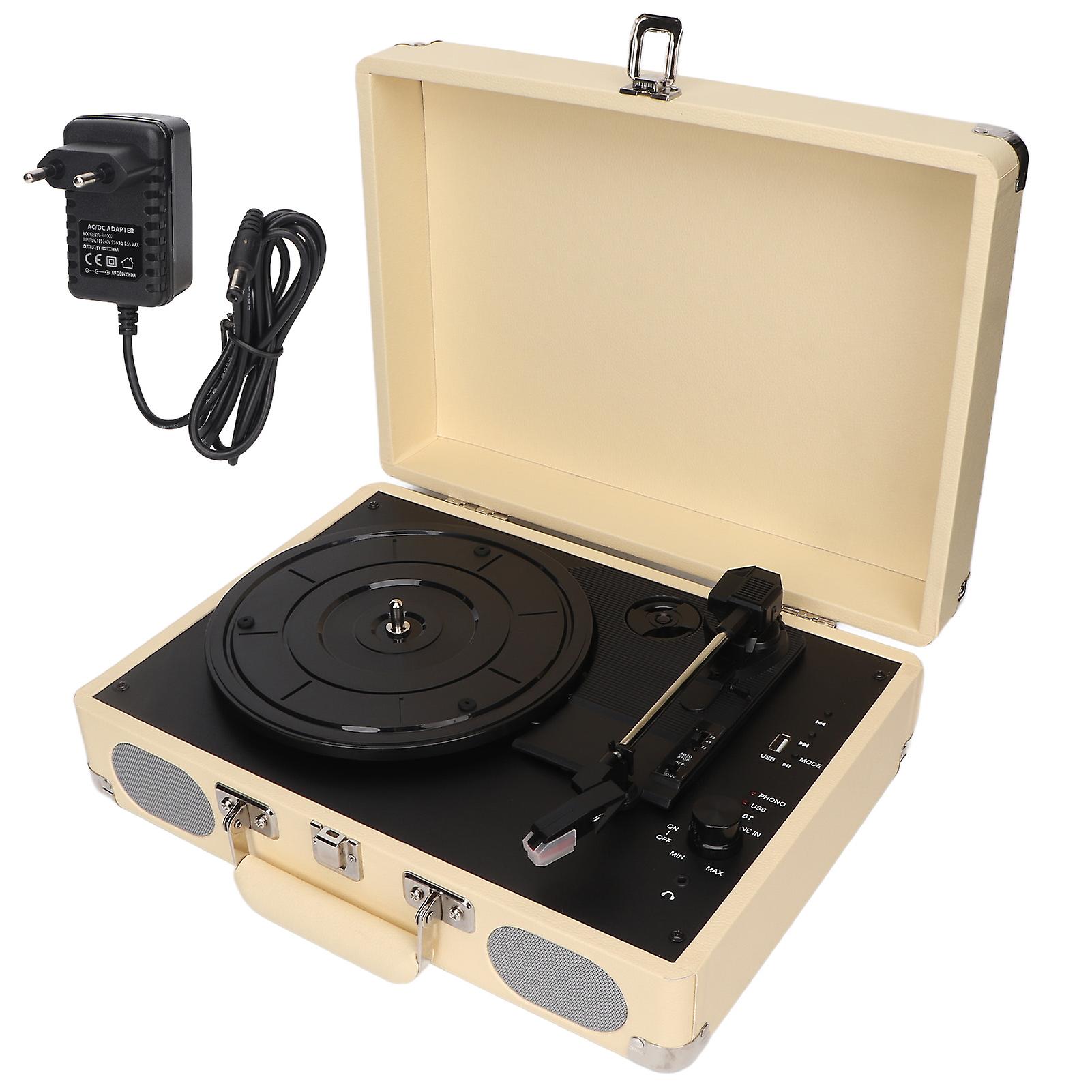 Portable Bluetooth Record Player with Built-in Speakers, 3-Speed Turntable, EU Plug