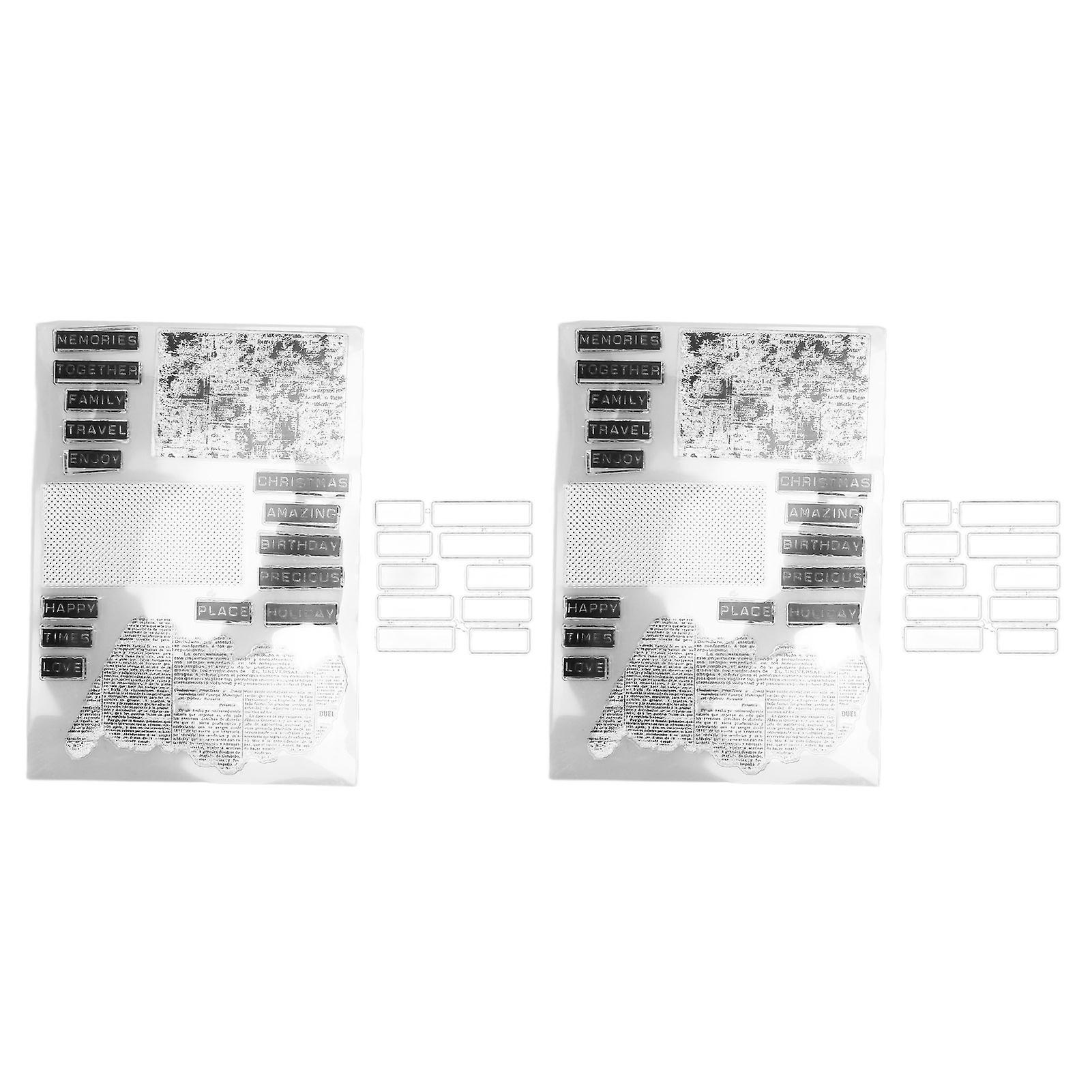 2Pcs Clear Stamps - English Words Pattern, Reusable Transparent Stamps for Cards