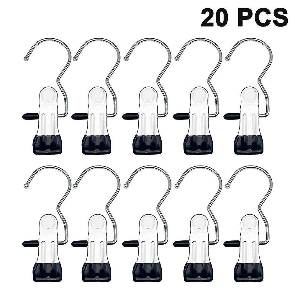 Black Laundry Hook Boot Clips 20 Pack Closet Organizer Hanger Clip Utility Hooks