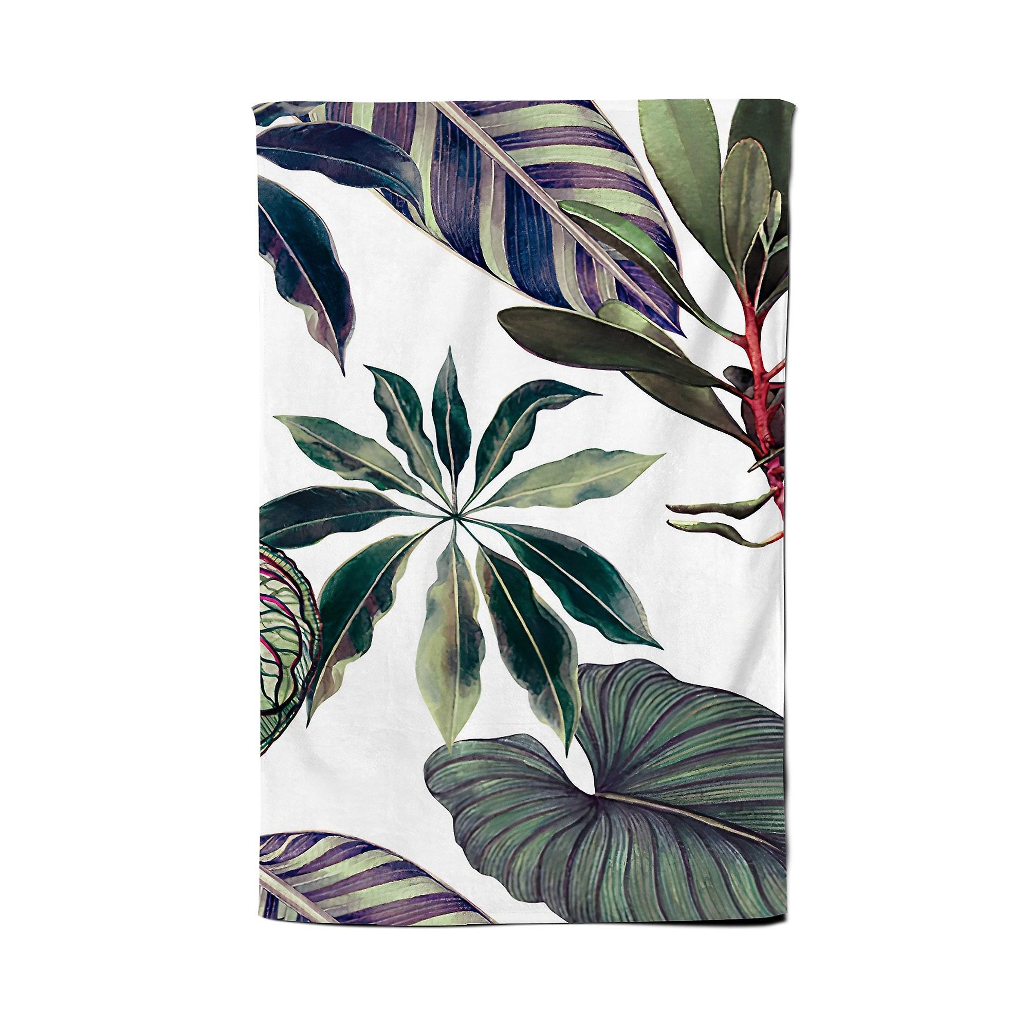 Watercolor Tropical Leaf Tea Towel