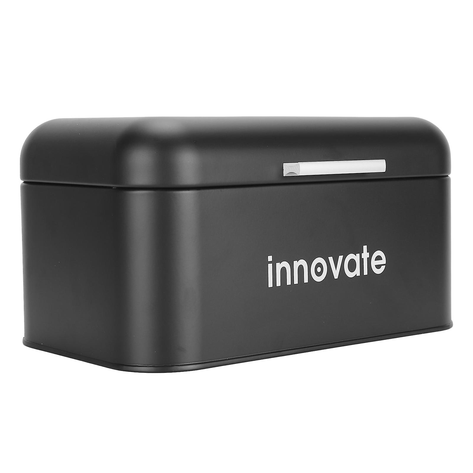 Compact Black Bread Storage Box Kitchen Bread Container Rectangular Design Durable Metal Construction Modern Minimalist Style Multi-purpose for Home o