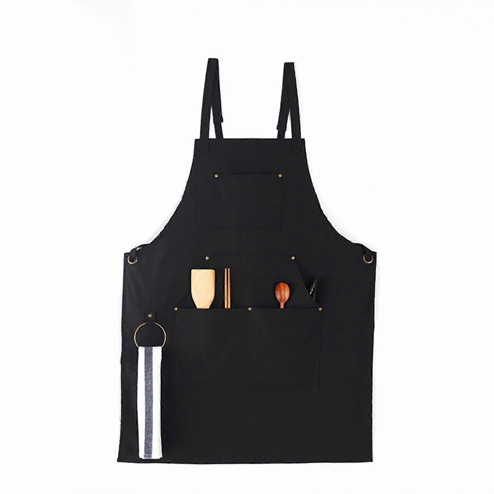 Barbecue Apron Adjustable Waterproof Work Tool Apron With Multiple Pockets Kitchen Apron