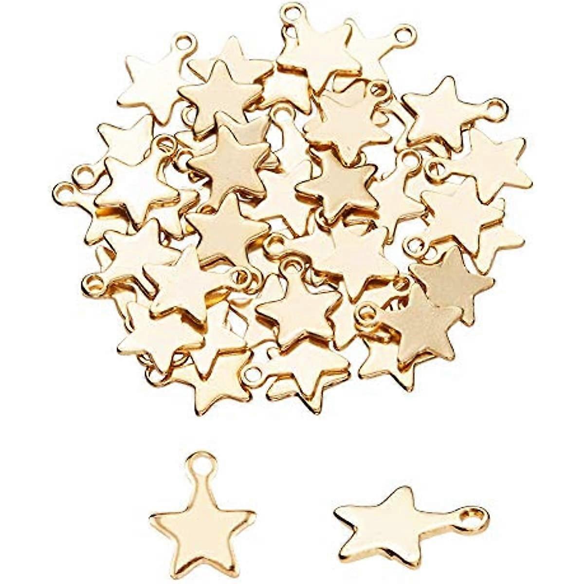 STAR SHAPE CHARMS: These charms are with golden star pattern design, it is much unique when they are used as a charm in jewelry making. Total 50 piece