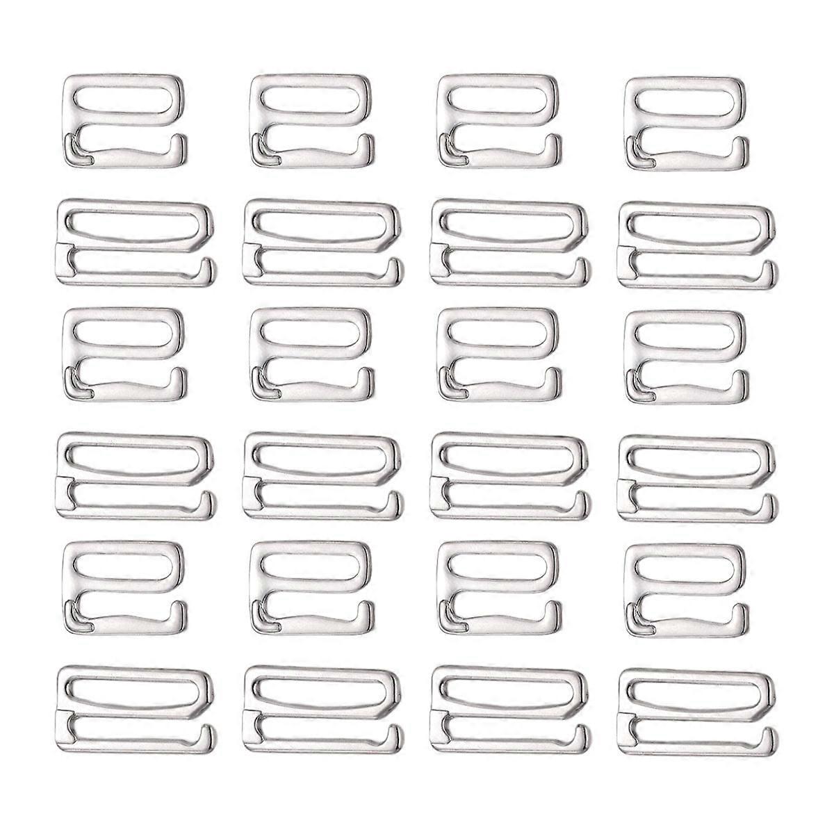 40pcs Bra Buckle Adjustment Strap Slides Underwear Buckle Sewing Clips Clasp Hooks for Women Girls (Silver)