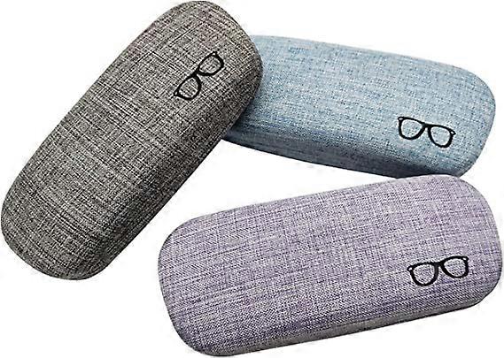 3Pack Hard Shell Eyeglasses Case Protector Linen Fabrics Large Glasses Case Concise