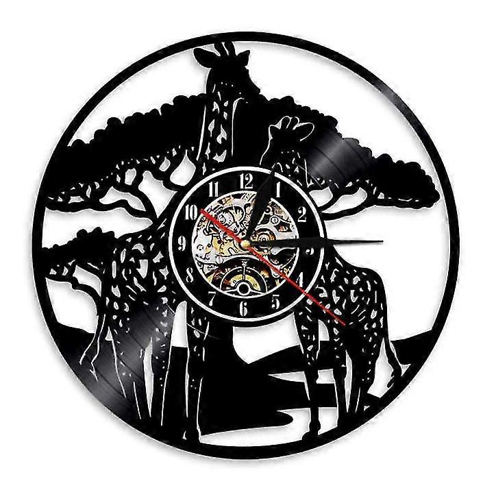 Giraffe Vinyl Record Wall Clock, Retro Home Decoration Wall Clock