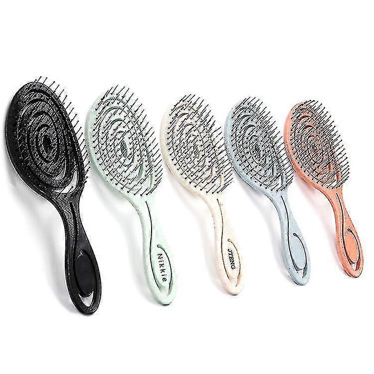 Spazzola per capelli biologica da 5 pezzi con cannuccia, climaticamente neutra, anti-strappo, spazzola districante
