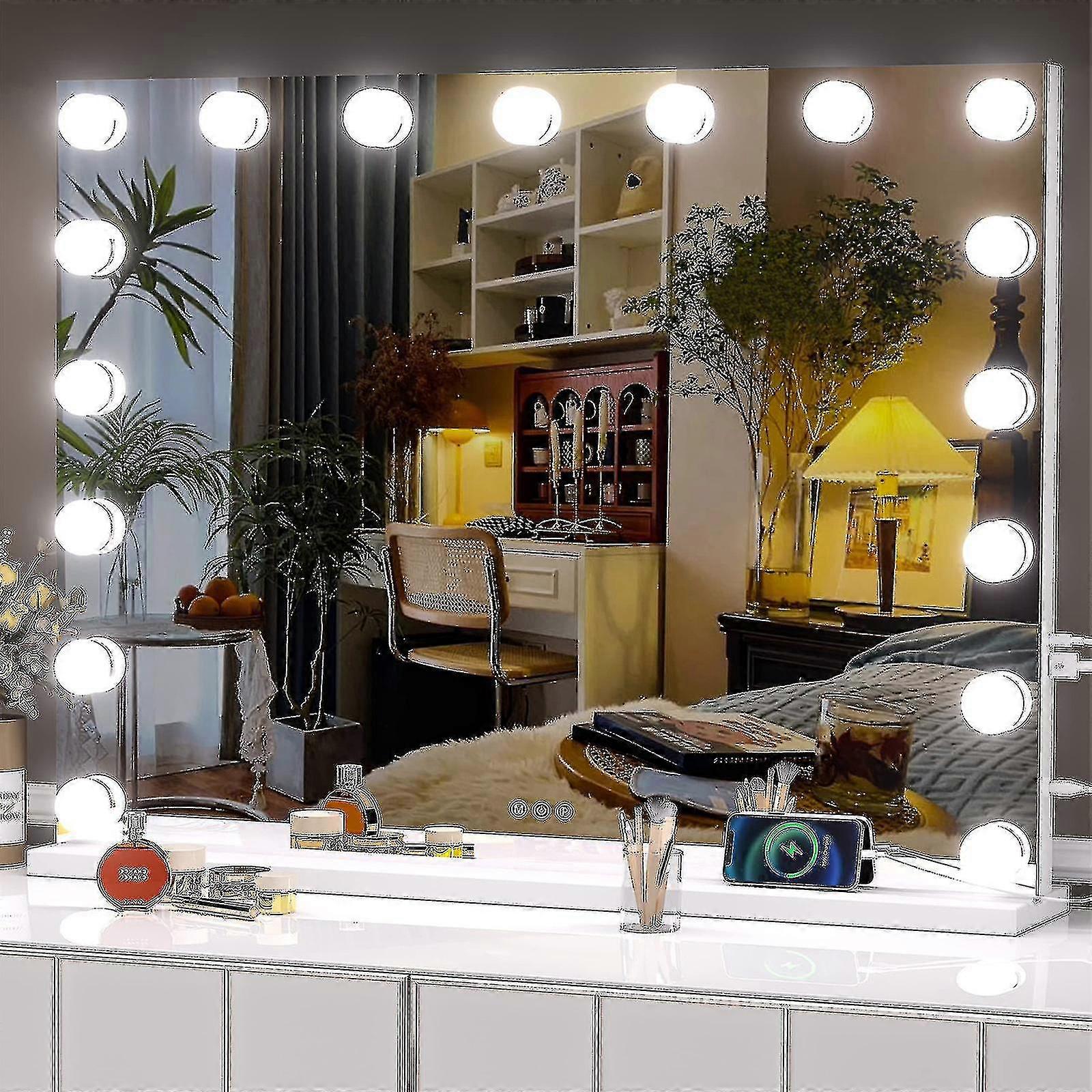 Hollywood Mirror Usb Makeup Lights Lighted Bulbs 3 Colors Modes, Touch Control, Usb Charging Port(bulb Only),hw