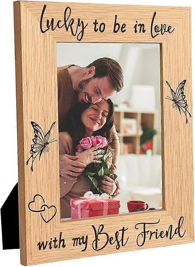 Best Friends Picture Frame Wood Photo Frames Engraved Display Wooden Tabletop 4x6Inch