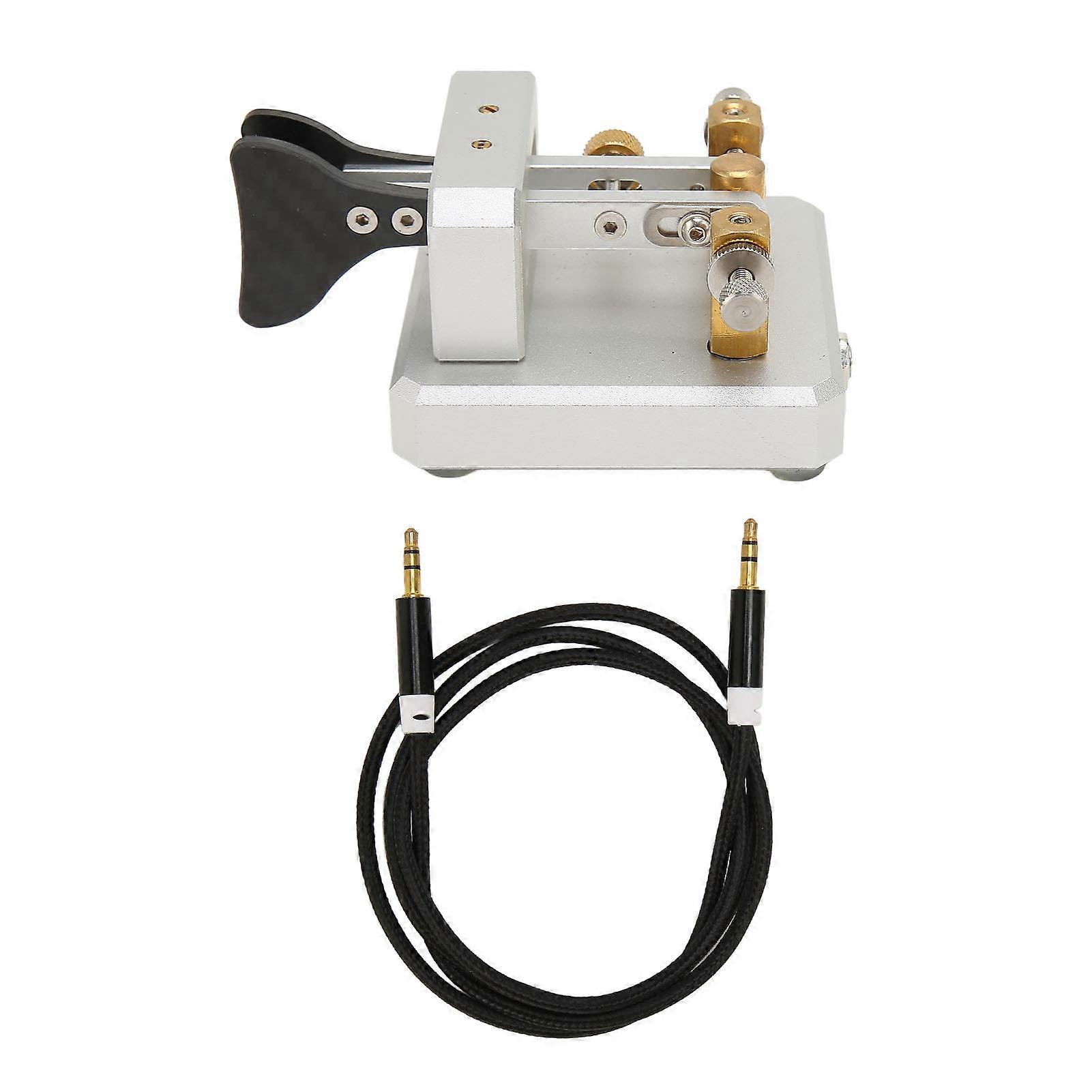 Morse Code Key Double Paddle Automatic Shortwave Portable CW Morse Telegraph Key for Camping Indoor Silver