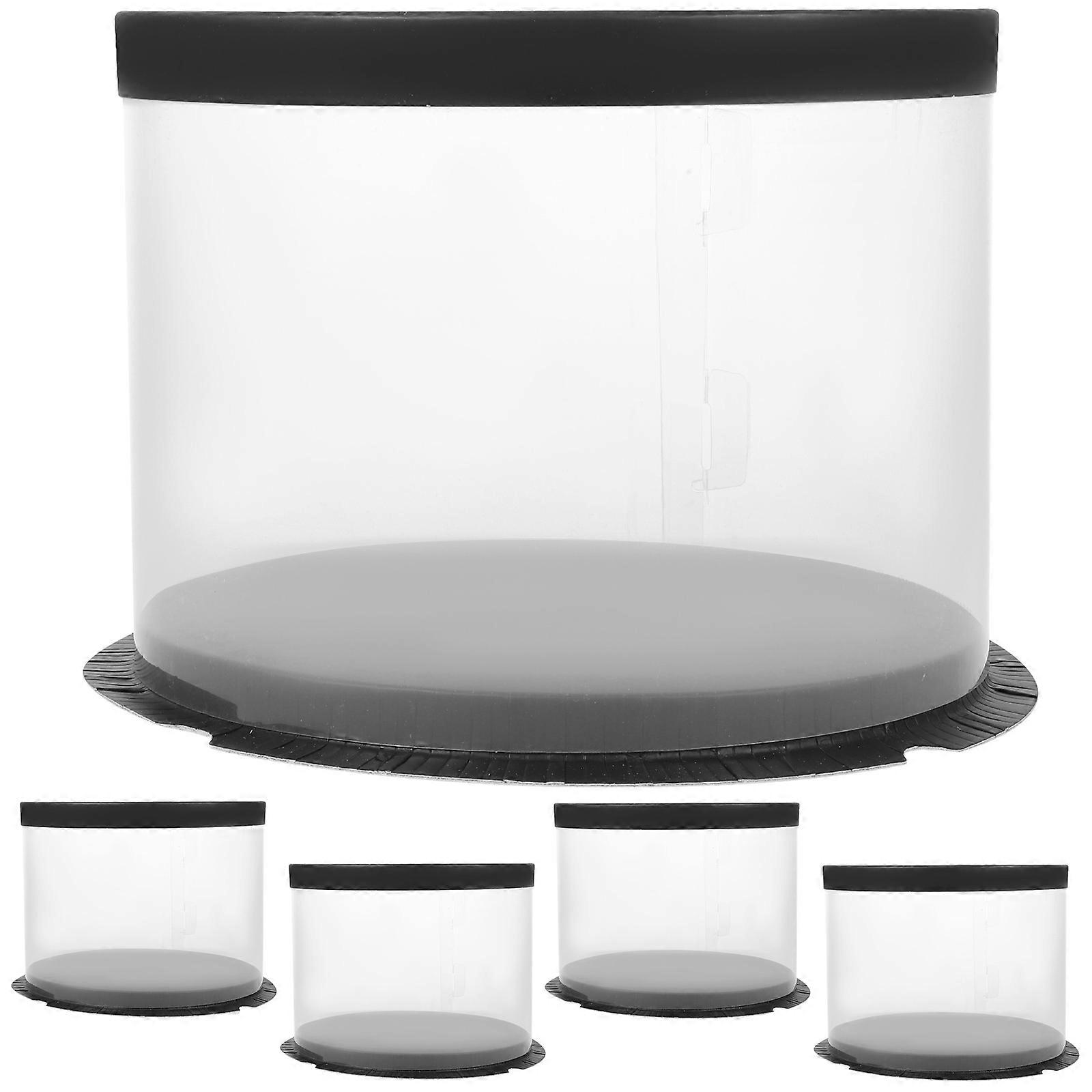 5pcs Round Cake Boxes Plastic Cake Display Container Round Cake Container with Lids