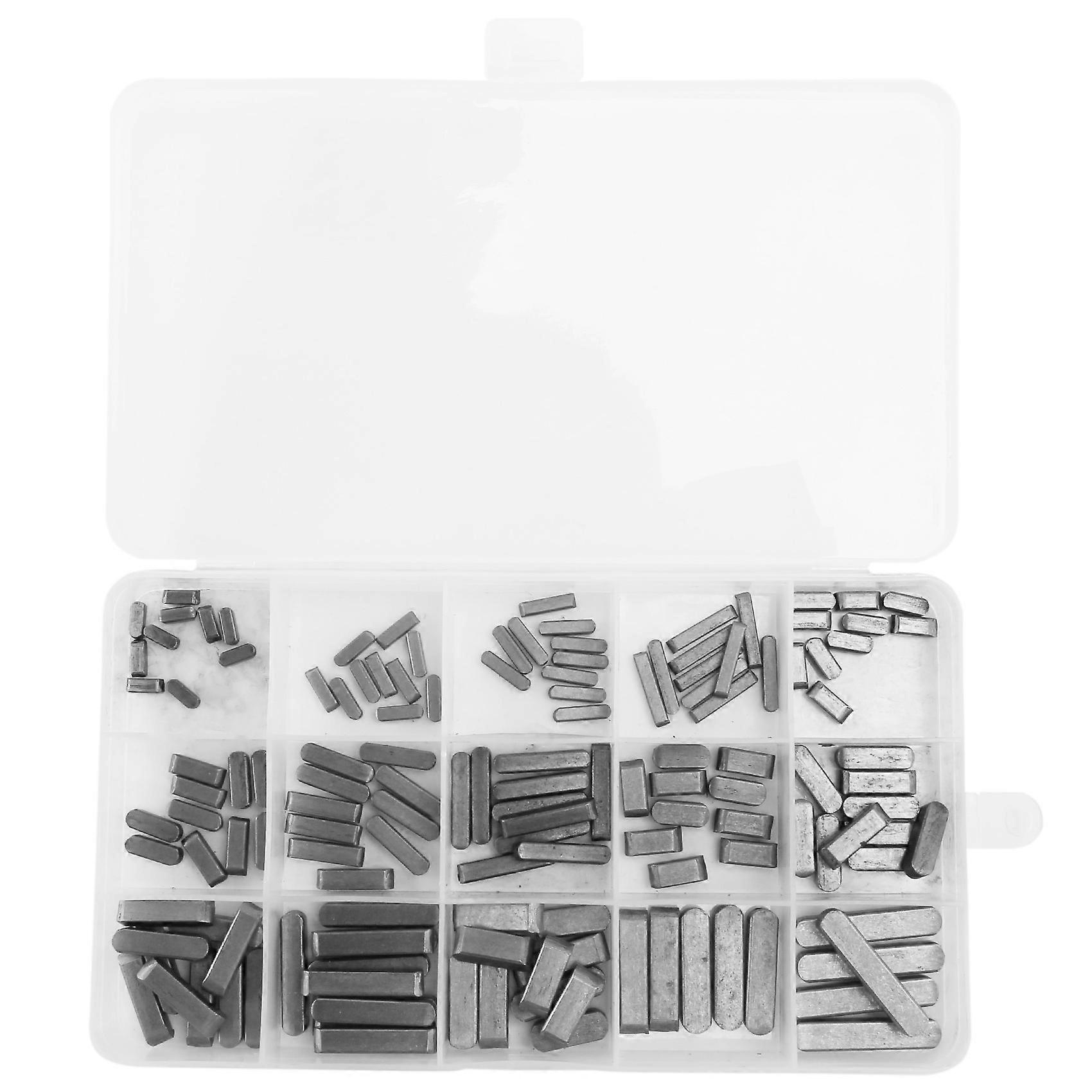 140Pcs Key Assortment 10mm x12mmx 16mm x20mm x25mm x30mm Key Keystock Round Ended Feather Key Paral