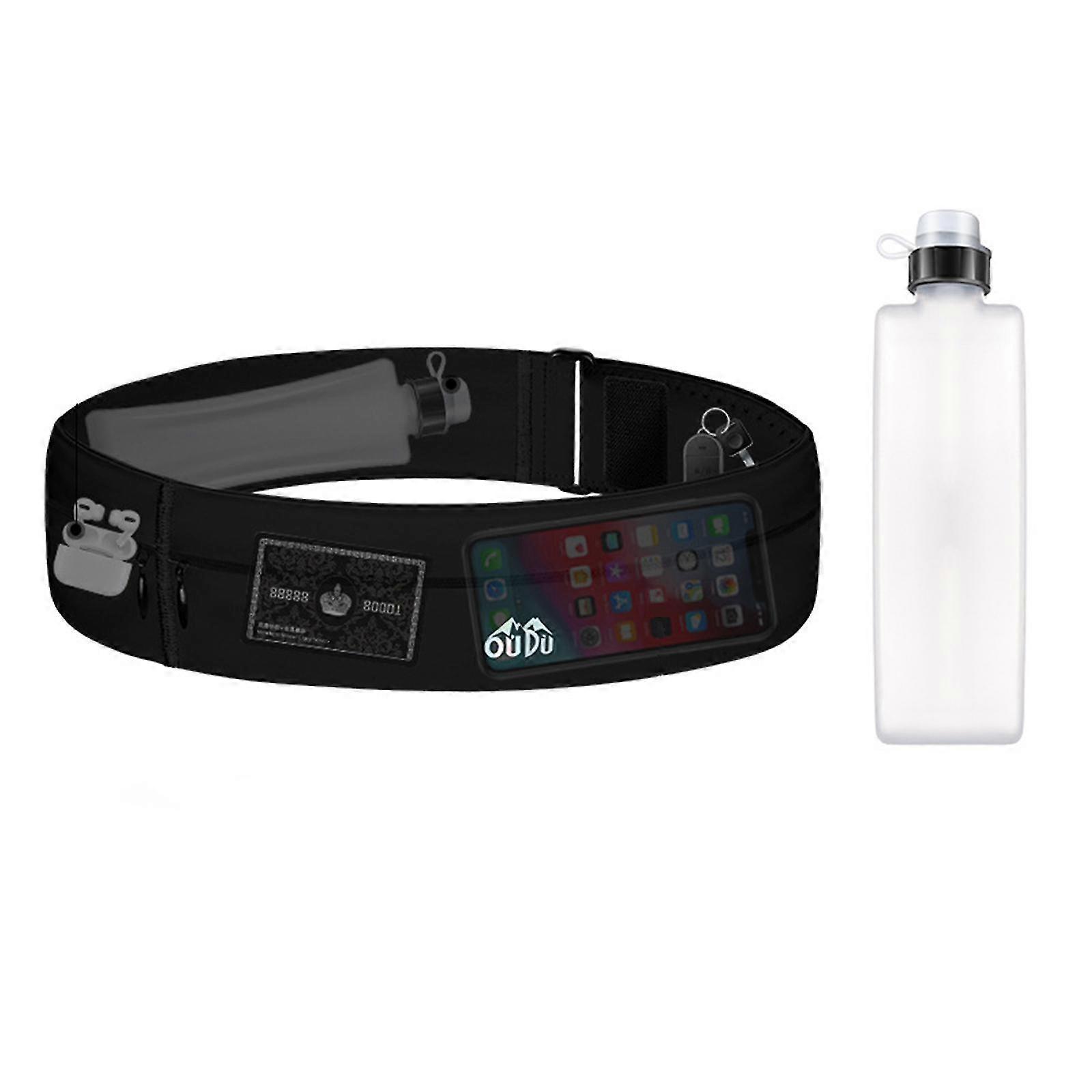 Slim Running Belt With Water Bottle - Sweatproof And Adjustable Waist Bag For Men And Women - Lightweight And Secure Design