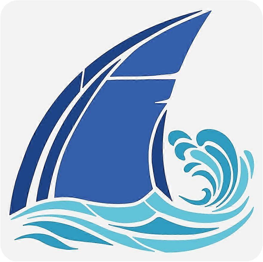 1PC Shark Fin Stencil Ocean Wave Painting Drawing Templates 12x12inch