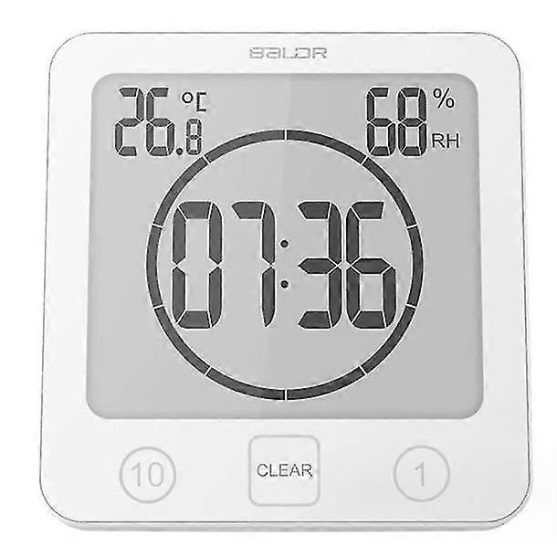 Bathroom Clock, Lcd Digital Shower Clock Alarm Waterproof Temperature