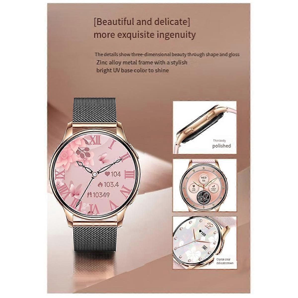 Ultra-Thin Heart Rate Blood Oxygen Sleep Monitoring HD Bluetooth Phone Smart Pink