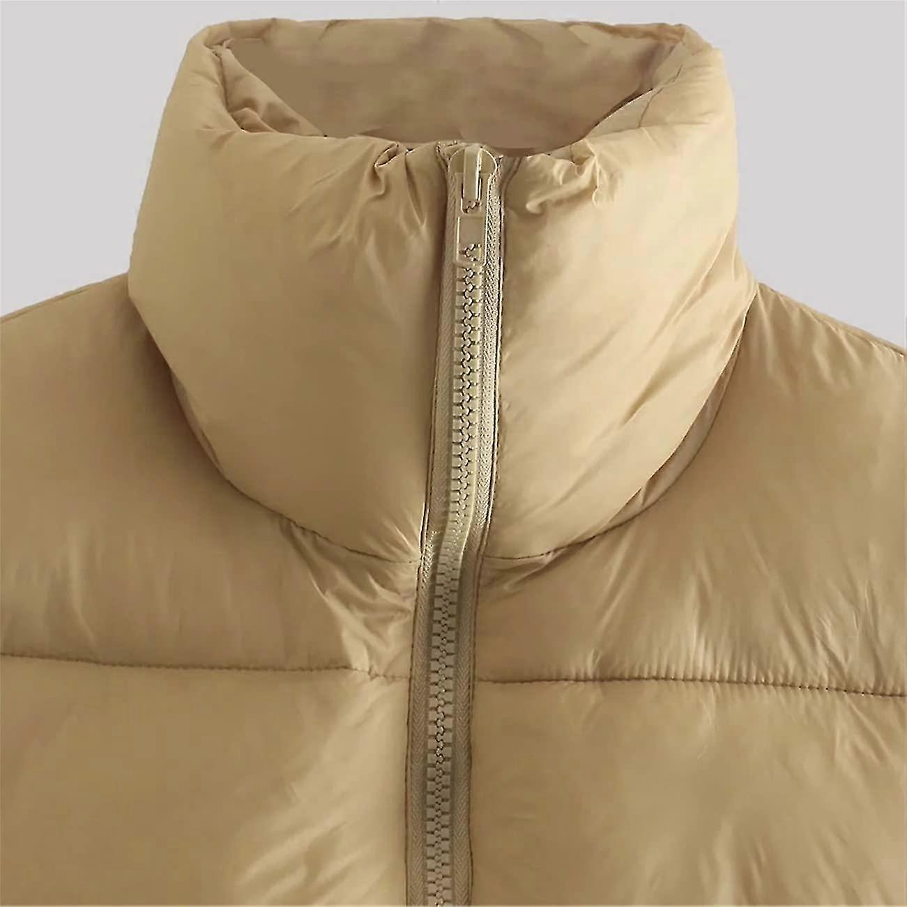 المرأة اقتصاص سترة البخاخ خفيفة الوزن بلا أكمام سحاب الوقوف طوق قصيرة البخاخ سترة ملابس خارجية