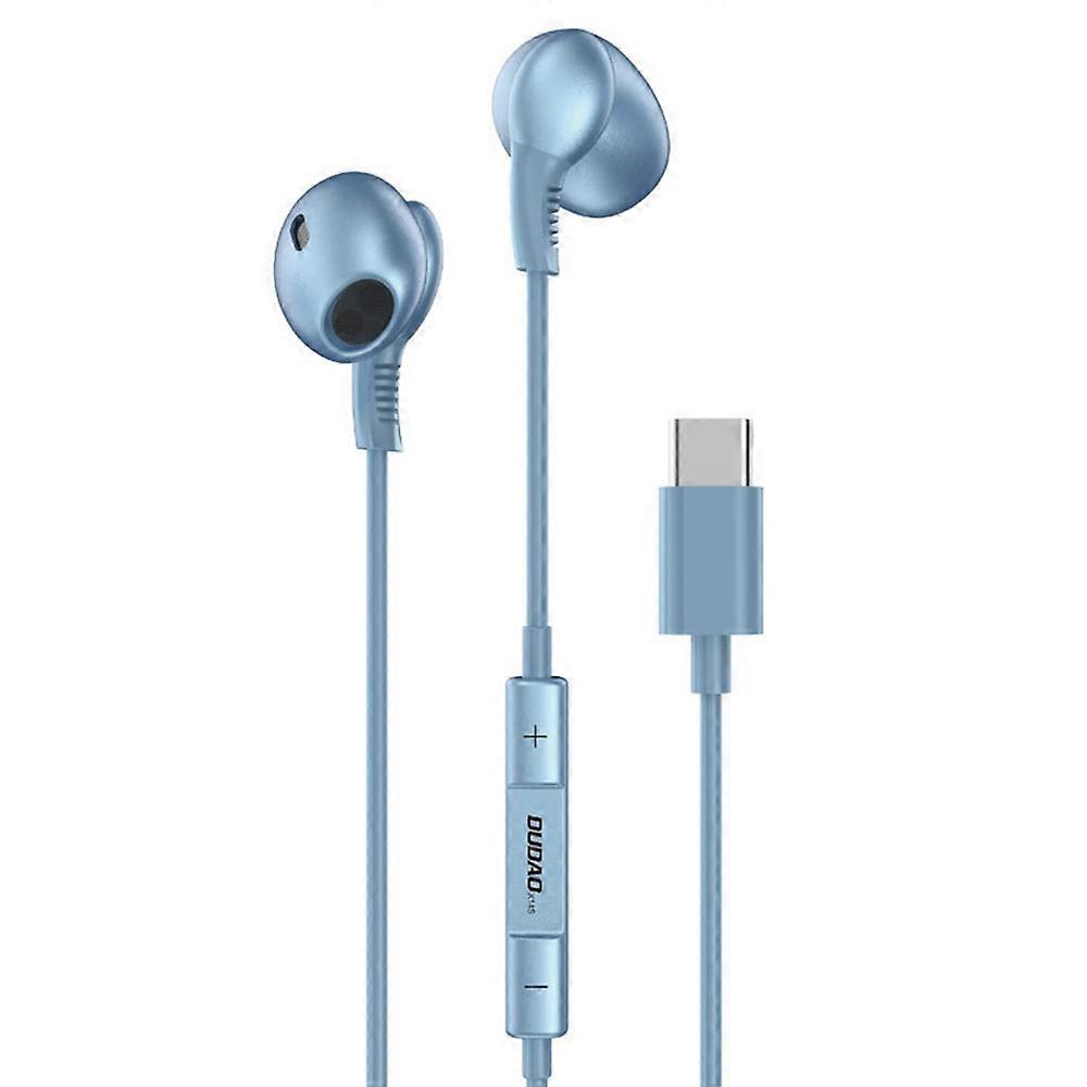 X14S 1.2m Type-C Plug Wired Earphones Semi-in-ear Headphones with Mic - Blue