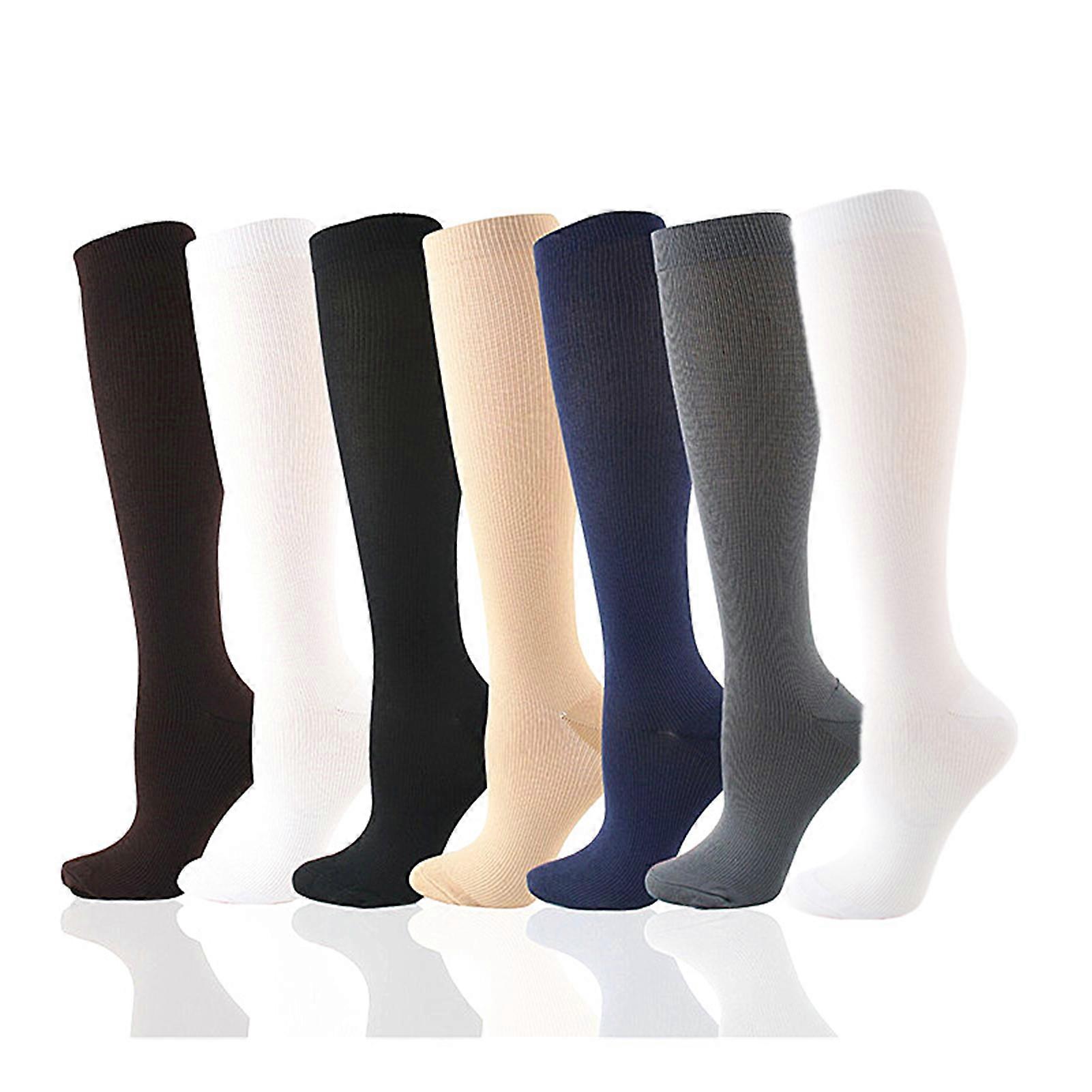 1/7 Pair Copper Fiber Compression Calf Socks Elastic Sports Socks Unisex Support Stockings