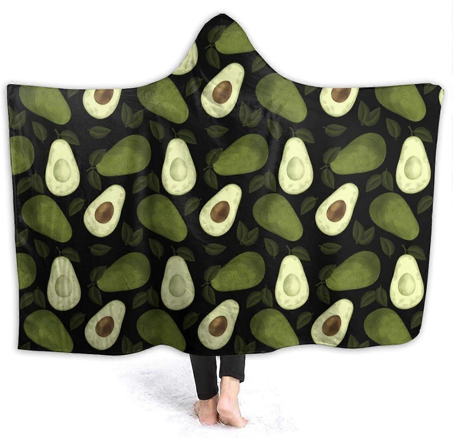 Cobertor com Capuz de Abacate Cobertor Vestível de Pelúcia Quente Robe com Capuz Poncho Capa Wrap Roupão de Banho Sofá Cama de Flanela 50"x40" para Crianças Thr