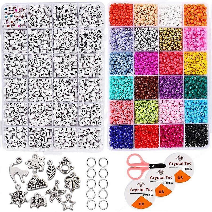 Χάντρες Κοσμήματα Κάνοντας Kit 5000pcs 4mm Γυαλί Αλφάβητο Χάντρες DIY Βραχιόλι Κοσμήματα Χειροτεχνίες Κοσμήματα