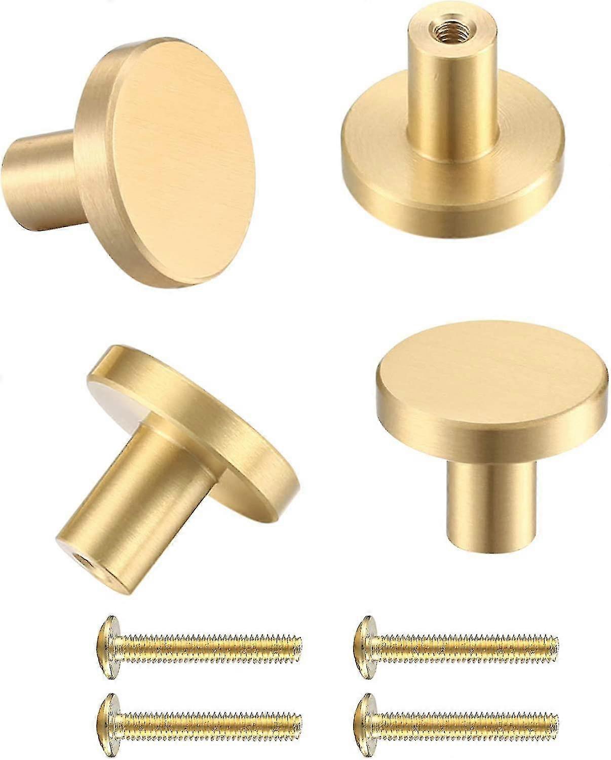 4 Pcs Door Knobs And Handles, Brass Round Cabinet Knobs, Single Hole Cupboard Acsergery Gift