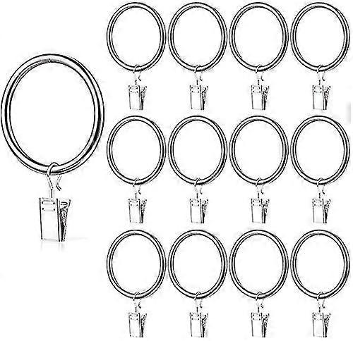 50 Pack Metal Curtain Rings with Clips Hooks 25mm Internal Diameter