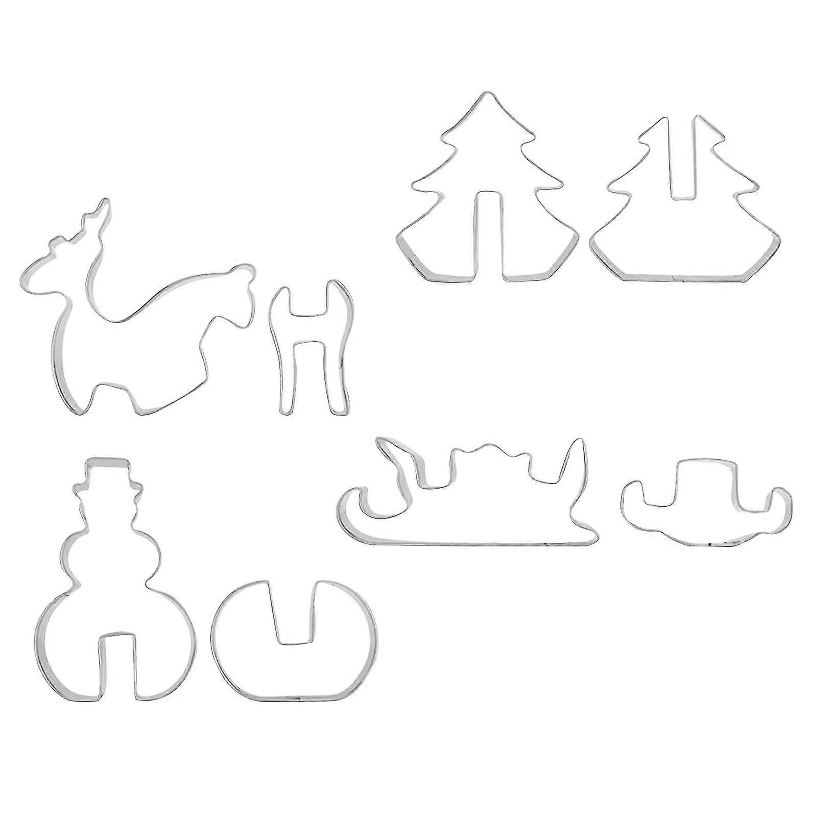8-delt sett jul rustfritt stål 3d tredimensjonal cookie kutting og forming mugg