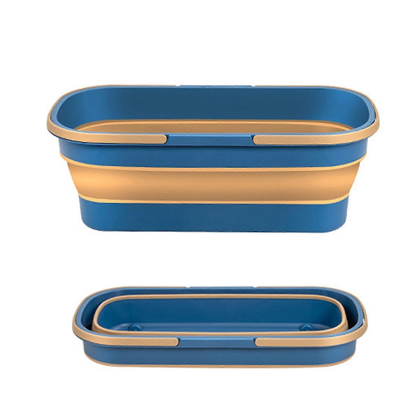 Blue Silicone Folding Bucket With Wheels - Space Saving And Versatile Household Bucket - High Quality Materials - SNNGV