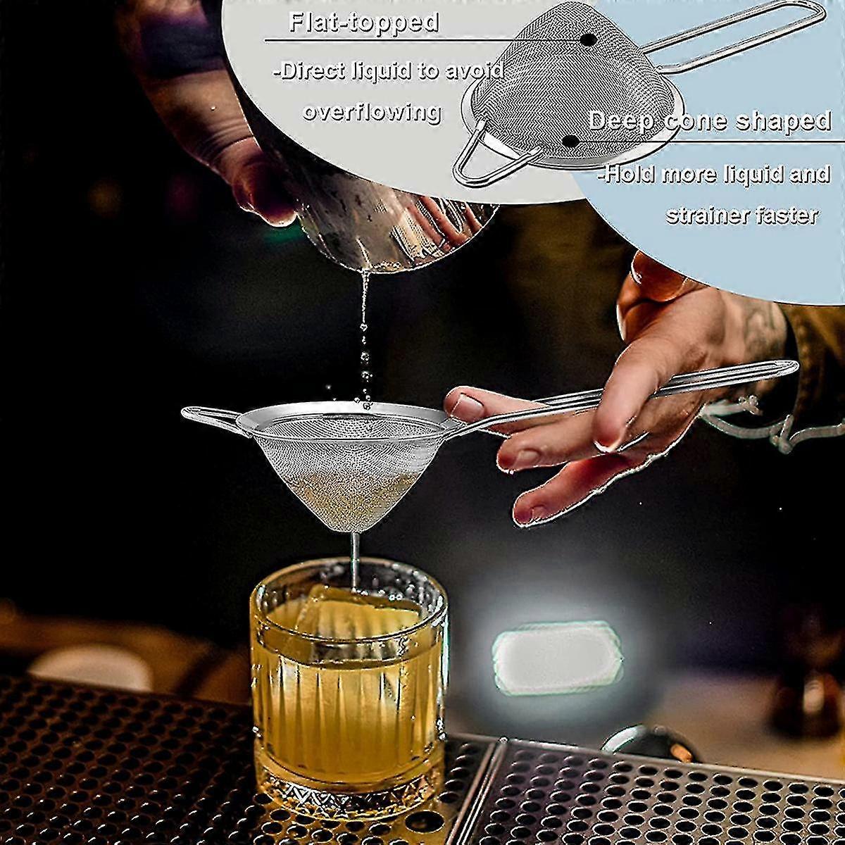 2-piece Stainless Steel Tea Strainer Small Cone-shaped Silver
