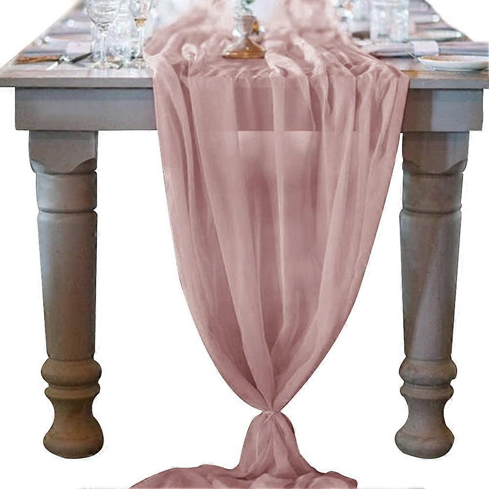 Grey Rose Chiffon Table Runner 27x120 Inch
