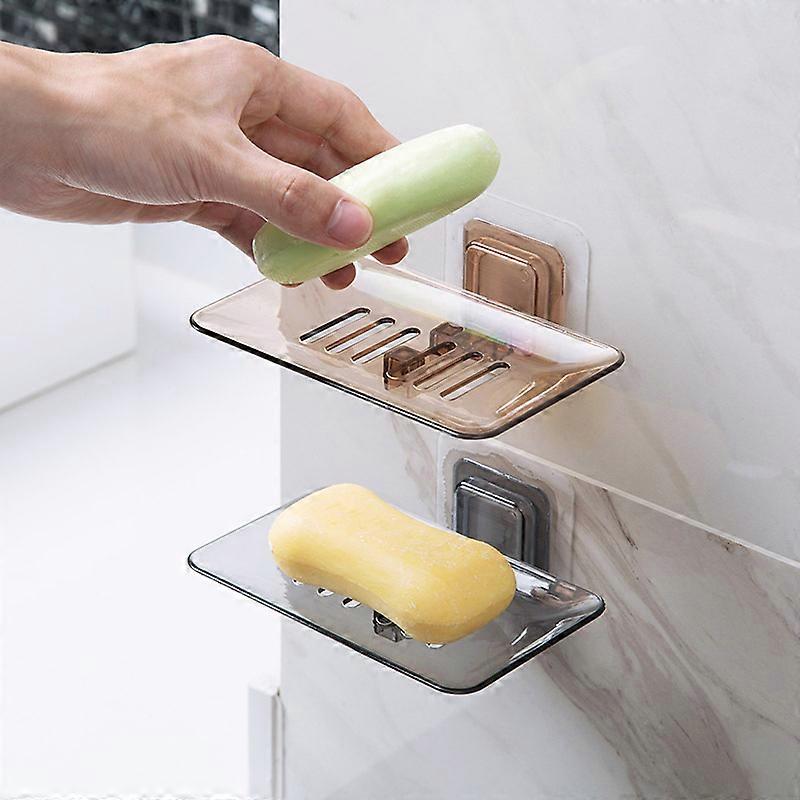 2pcs Soap Dishes Drain Holder Wall Mounted