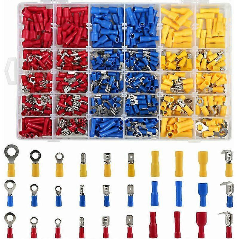 Assortment Box of 480 Electrical Lugs Single Crimp Connectors with Storage