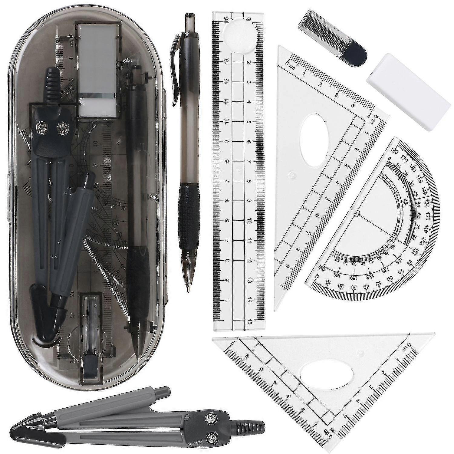 8pcs Geometry Set Stationery For School University Work Office Math Exams