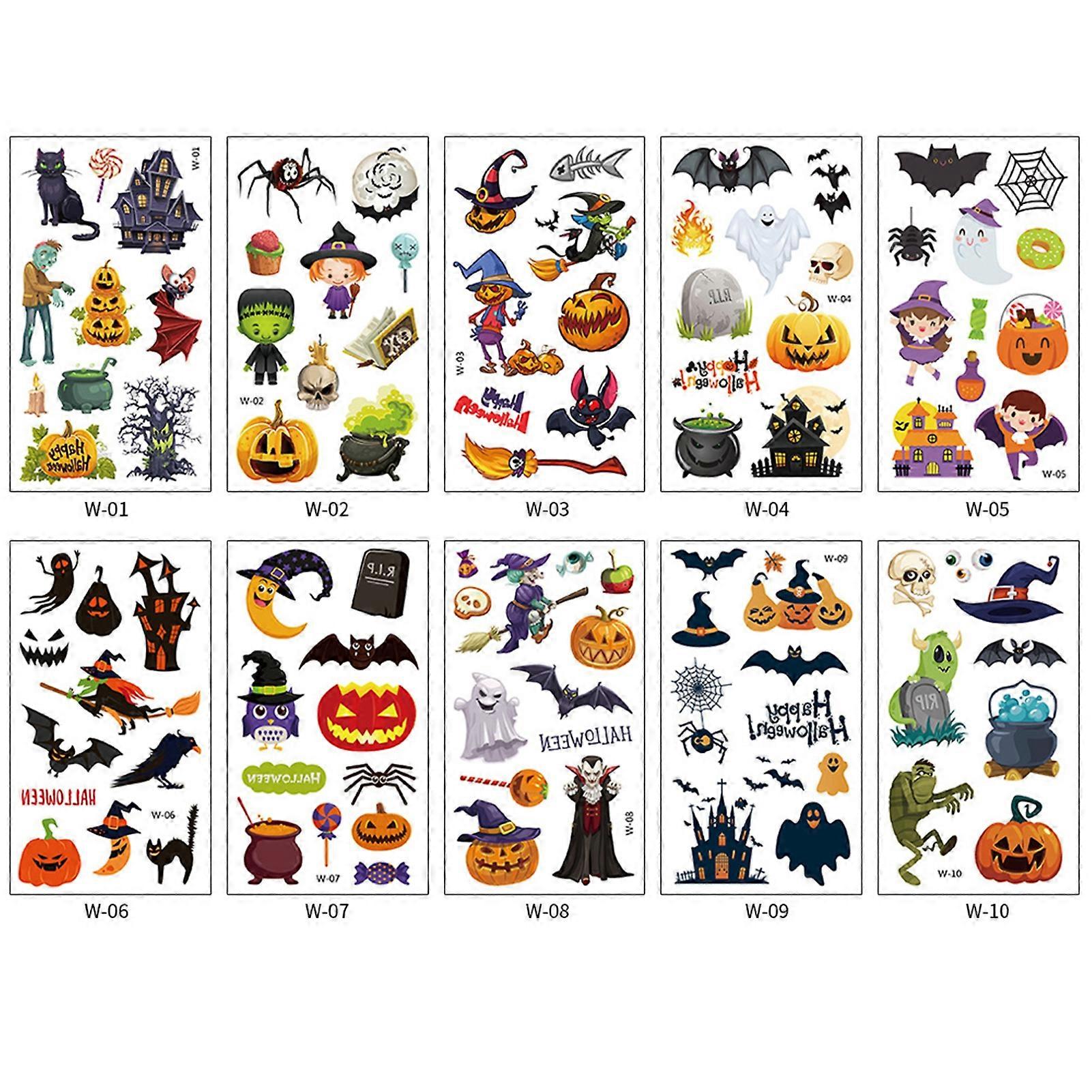 10 Pcs/Set PVC Tatouage Autocollant Accrocheur Horreur Effet Visuel DIY Faux Tatouage De Corps pour Partie KAESI